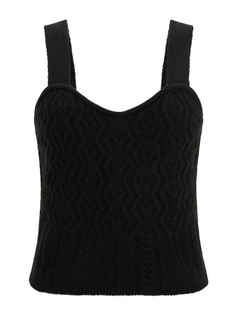 Pull Noir En Cachemire Mélangé Torsadé Top Guess