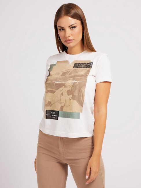 T-shirt Imprimé Devant Guess Blanc Multi