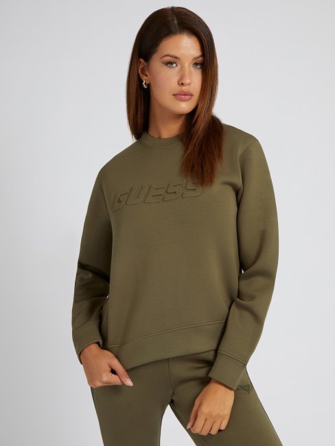 Guess Sweat Vert à Logo Sur Le Devant