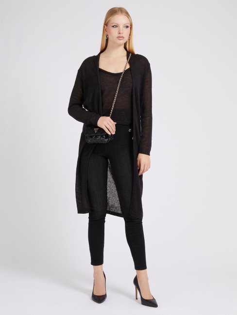 Cardigan Long Guess Noir En Fil Lurex