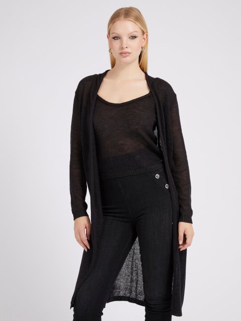 Cardigan Long Guess Noir En Fil Lurex