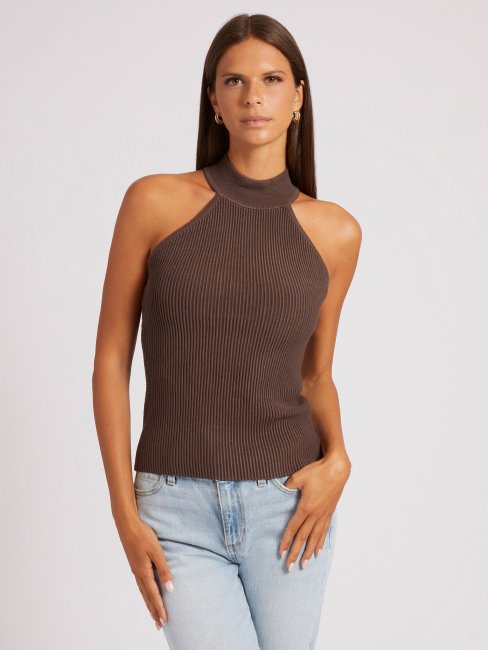 Top Pull Côtelé Guess Marron