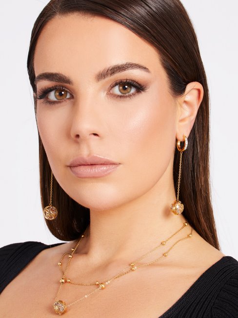 Boucles D'oreilles Guess 4g Logo Boule Multi Or