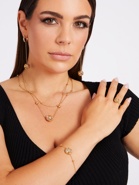 Boucles D'oreilles Guess 4g Logo Boule Multi Or