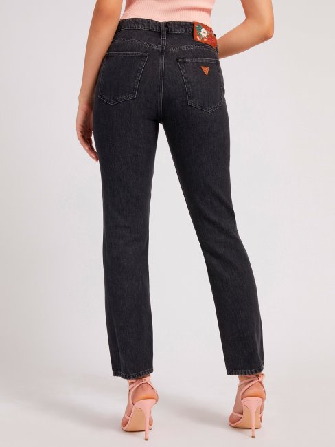 Pantalon Denim Droit Brodé Guess Noir