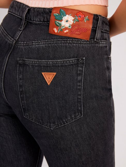 Pantalon Denim Droit Brodé Guess Noir