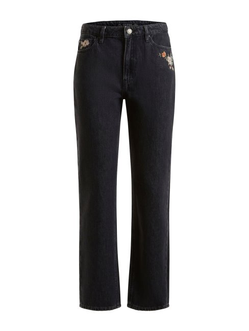 Pantalon Denim Droit Brodé Guess Noir