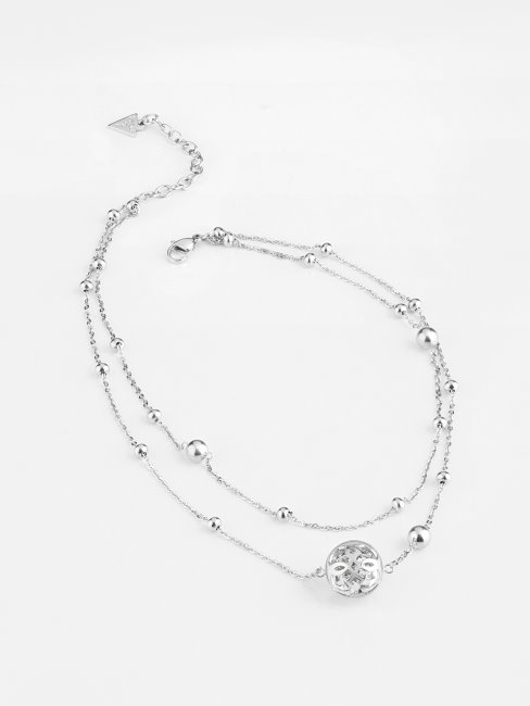 Collier Boule En Argent Avec Logo Guess 4g