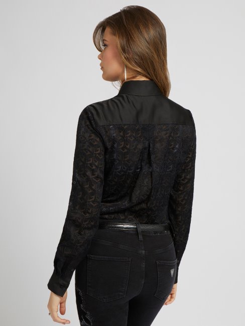 Guess Chemise Noire à Imprimé G Cube