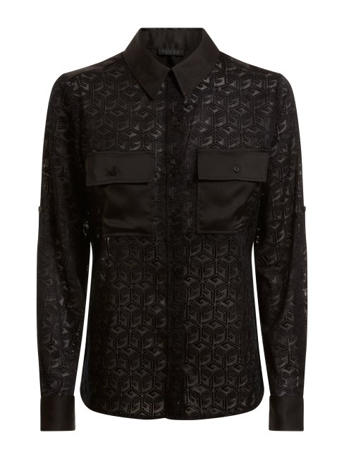 Guess Chemise Noire à Imprimé G Cube