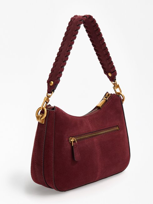 Mini Sac Porté épaule En Daim Kaoma Rouge Guess