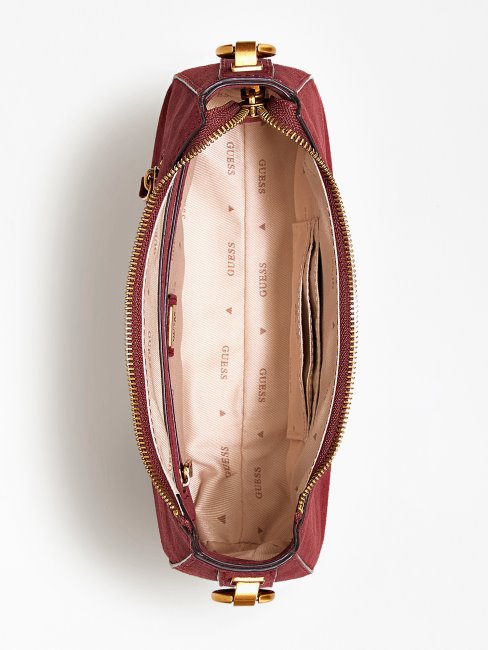 Mini Sac Porté épaule En Daim Kaoma Rouge Guess