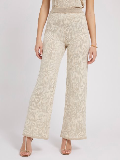 Guess Pantalon Pull Effet Animalier Crème
