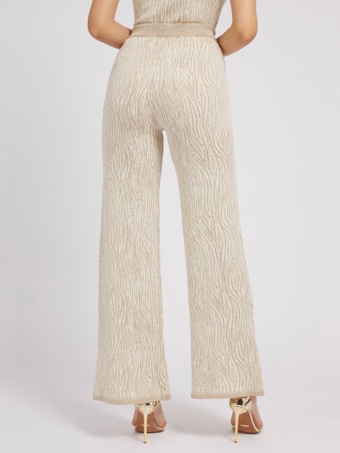 Guess Pantalon Pull Effet Animalier Crème