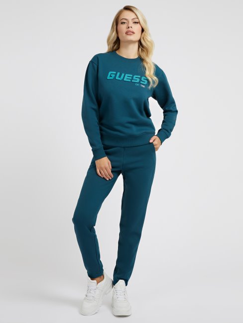 Sweat Logo Devant Guess Bleu Nouvelle Tendance