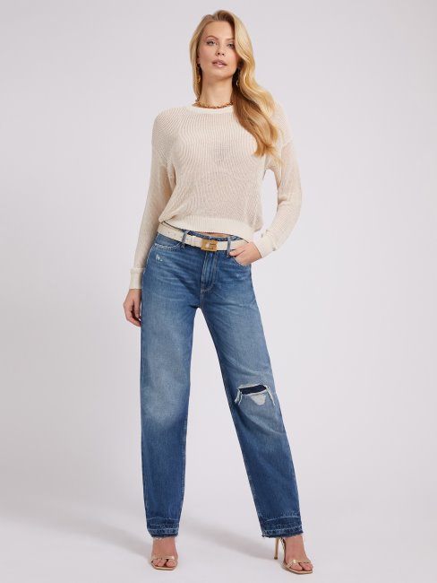Pantalon En Jean Coupe Décontractée Guess Bleu Mode Nouvelle Tendance