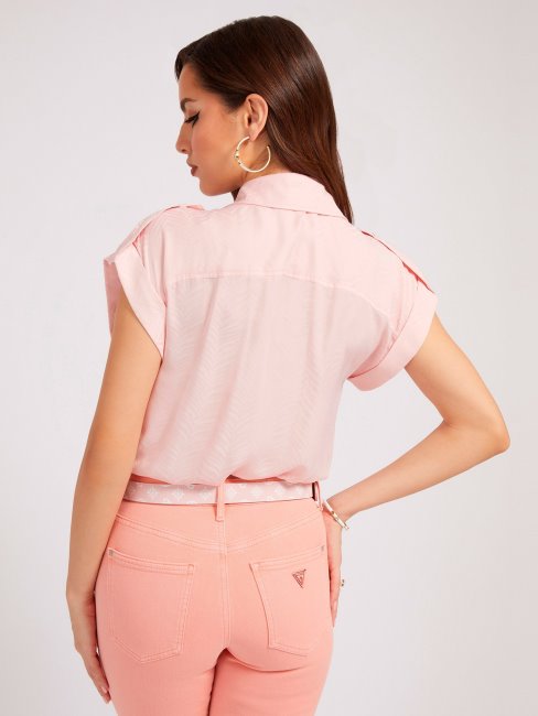 Chemise Manches Courtes Rose Guess
