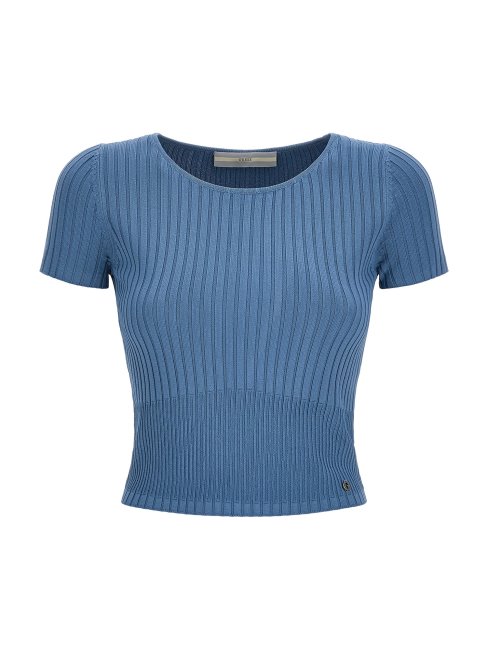 Pull En Viscose Mélangée Bleu Guess