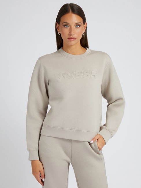 Sweat Beige à Logo Devant Guess