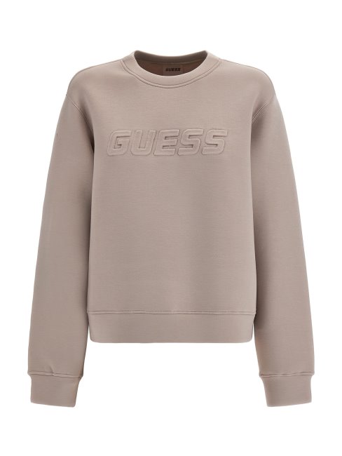 Sweat Beige à Logo Devant Guess