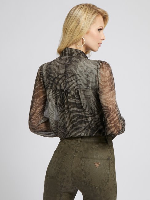 Chemisier Imprimé All Over Guess Vert Multi