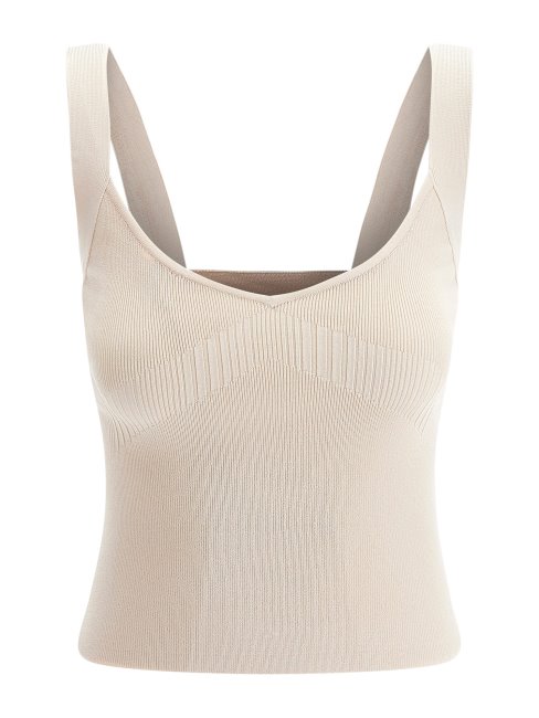 Pull Crème Débardeur Côtelé Guess