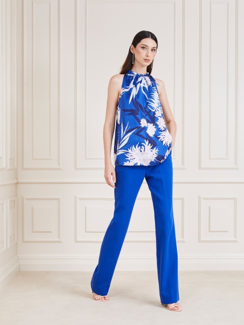 Guess Bleu Multi Marciano Haut Imprimé Sur L'ensemble