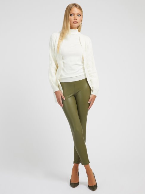 Cardigan Torsadé Blanc En Laine Mélangée Guess