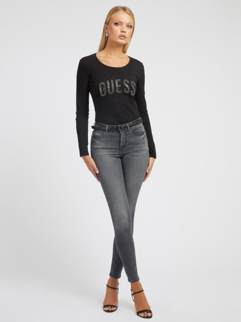 T-shirt Logo Strass Guess Noir