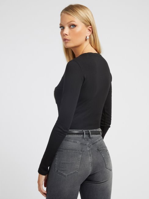 T-shirt Logo Strass Guess Noir