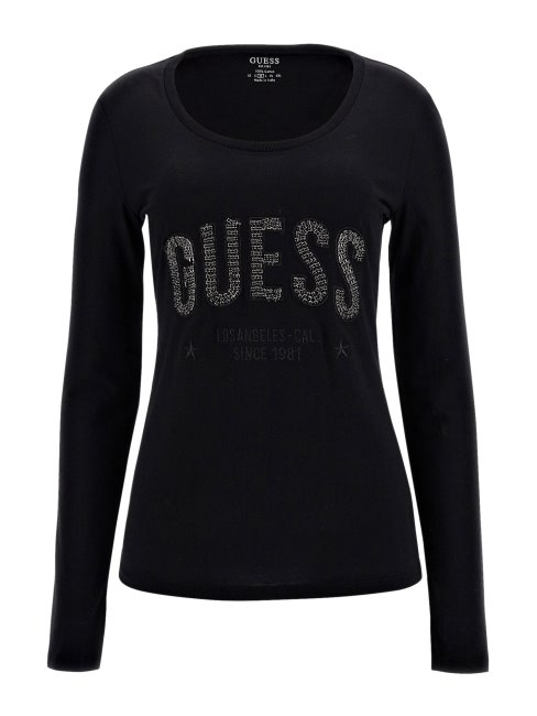 T-shirt Logo Strass Guess Noir