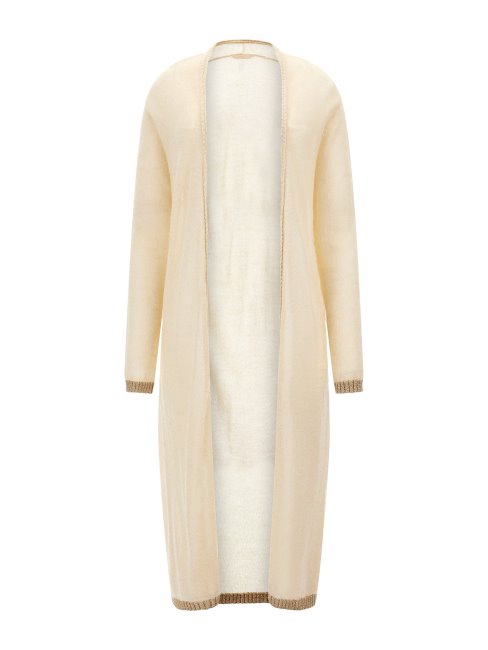 Guess Cardigan Long En Fil Lurex Crème