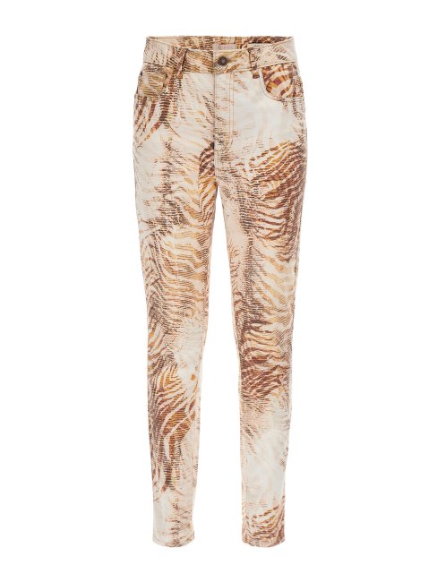 Pantalon En Jean Coupe Skinny à Imprimé Guess All Over Beige Multi