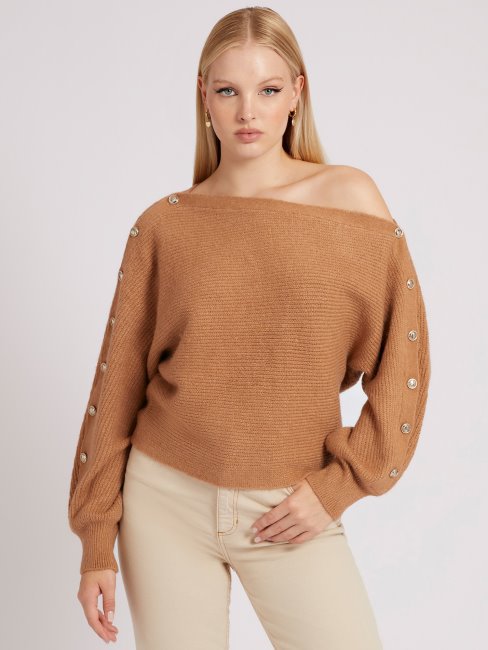 Pull à épaules Dénudées Marron Guess
