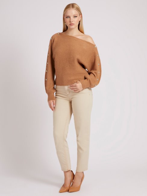 Pull à épaules Dénudées Marron Guess