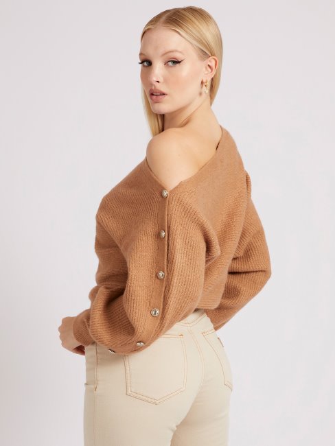 Pull à épaules Dénudées Marron Guess