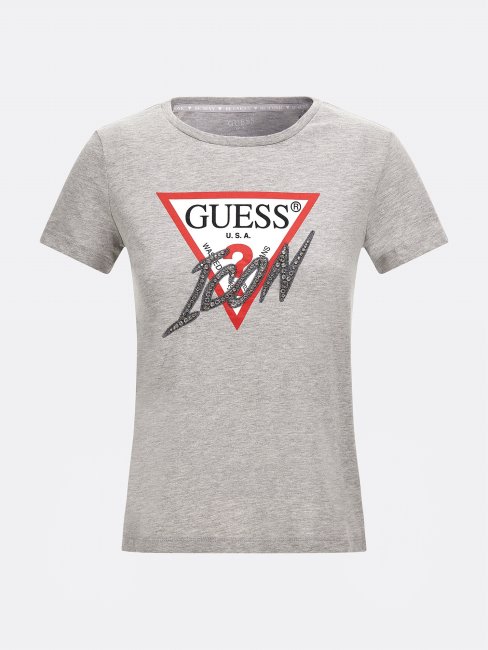 Tee Shirt Logo Icone Gris Guess