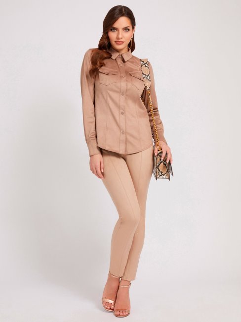 Chemise En Suédine Beige Guess