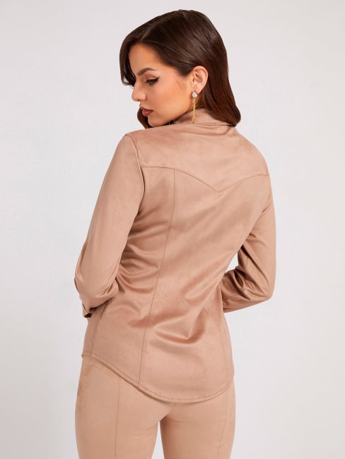 Chemise En Suédine Beige Guess