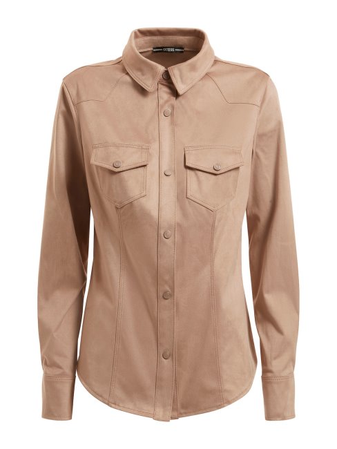 Chemise En Suédine Beige Guess