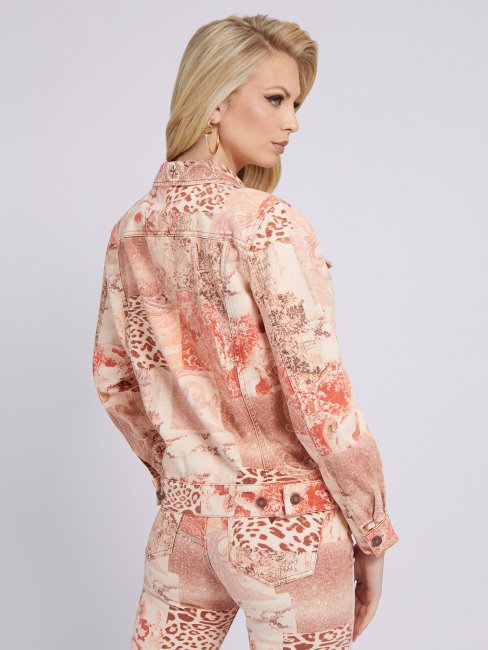 Veste En Jean Imprimé All Over Guess Multi Rose