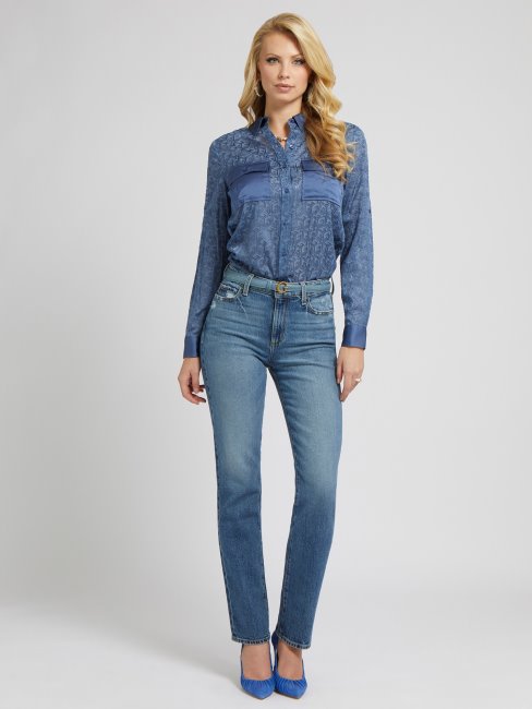 Chemise Bleu Clair à Imprimé Guess G Cube