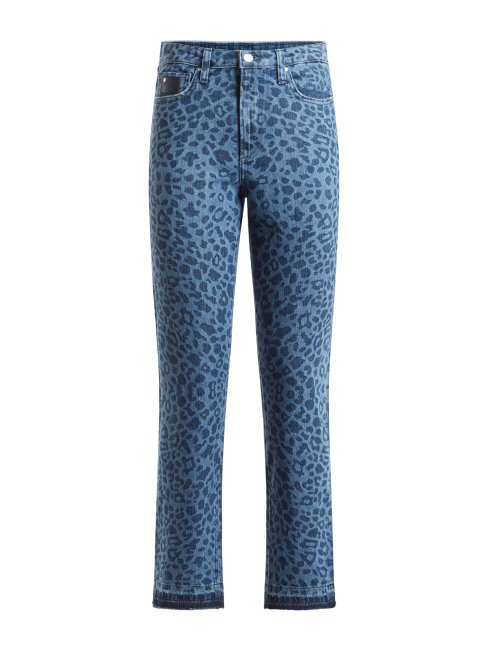 Pantalon En Jean Bleu Imprimé Animalier Guess