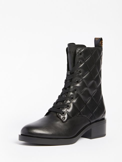 Bottes De Combat Taelin En Cuir Véritable Guess Noires