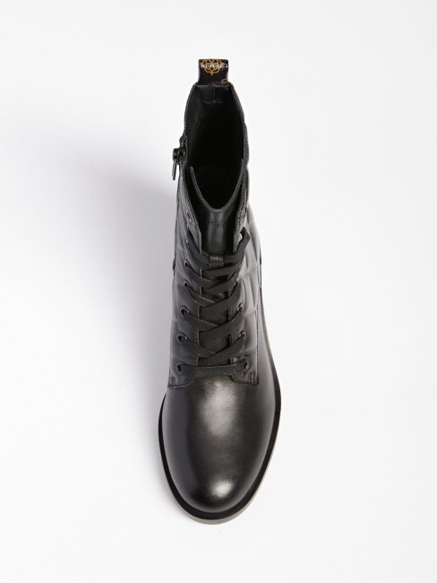 Bottes De Combat Taelin En Cuir Véritable Guess Noires