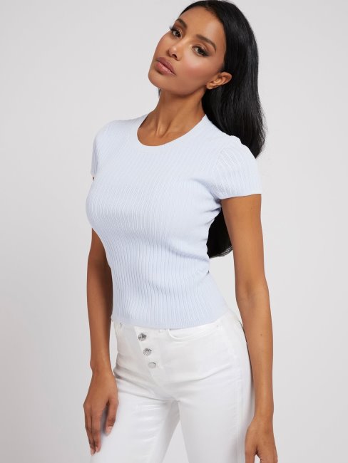 Guess Pull En Viscose Mélangée Bleu Clair