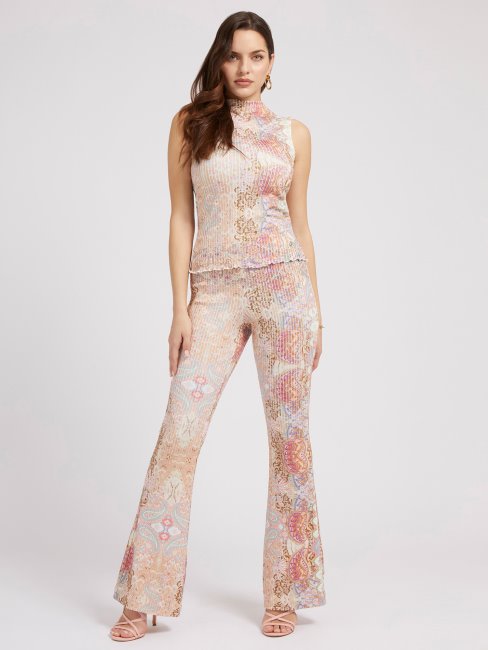 Guess Pantalon Chandail à Imprimé Cachemire Multi Rose