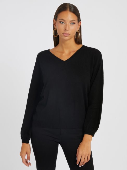 Pull Cachemire Manches Bouffantes Guess Noir Multi