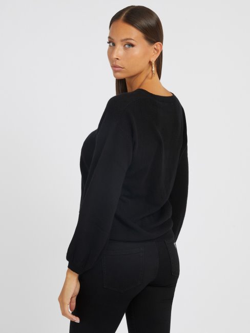 Pull Cachemire Manches Bouffantes Guess Noir Multi