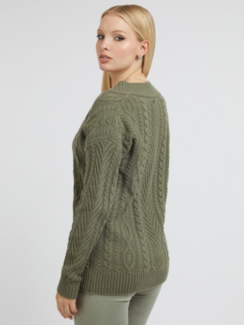 Guess Pull En Laine Mélangée à Torsades Vert